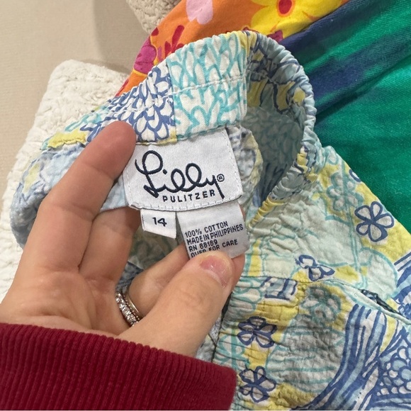 🌼 Vintage Lilly Pulitzer Lobster print Floral Seersucker Shorts seashell ocean - Picture 8 of 11
